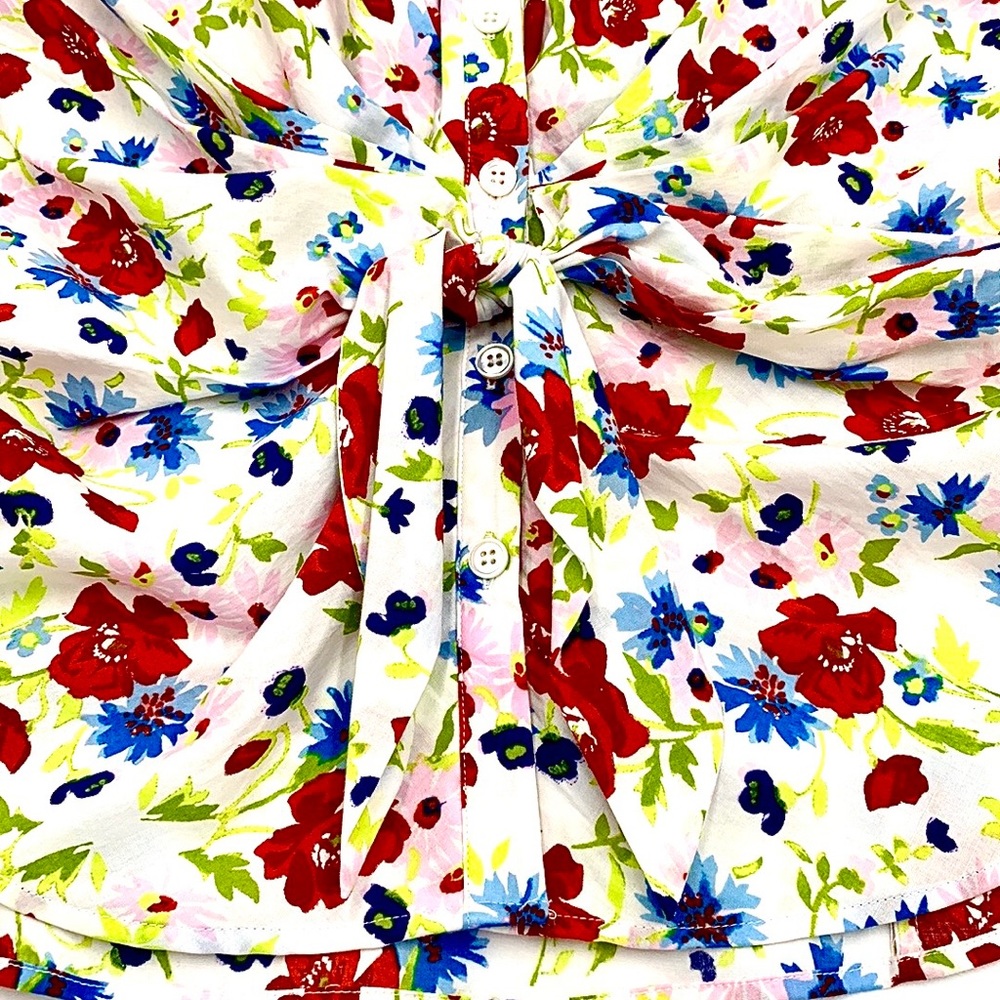 Veronica Beard Vea Tie Front Floral Halter Top Size 14 - Picture 5 of 15